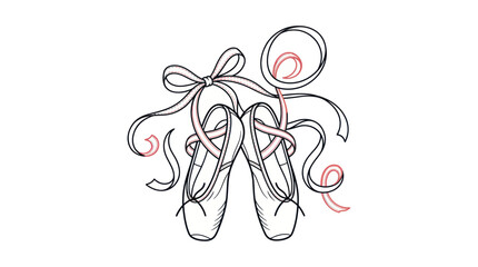 Elegant Ballet Slippers with Ribbons, Delicate Dance Shoes Art © nia