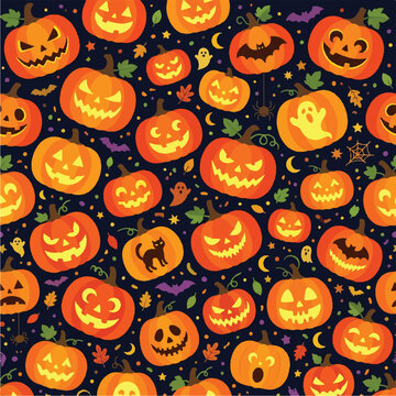 An AI-curated modern Halloween seamless pattern design for 2026, featuring a futuristic yet minimal approach to festive autumn celebrations and spooky night decor