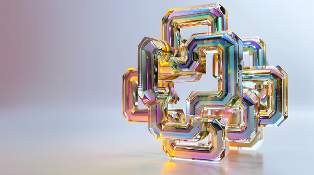 Flawless iridescent bismuth crystal fractal maze structure