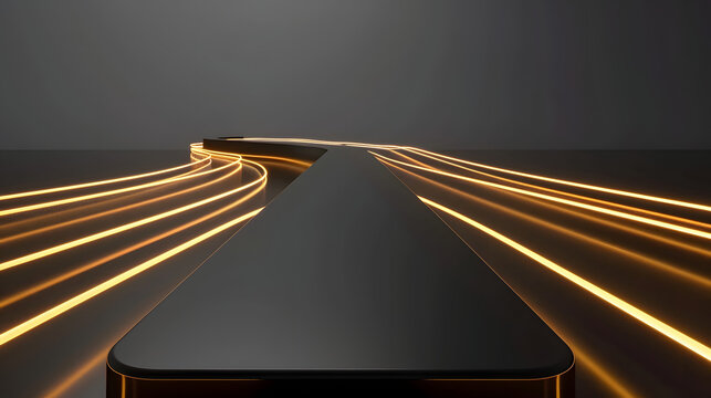 Perfect laminar flow of gold light trails gliding over a Vantablack obstacle