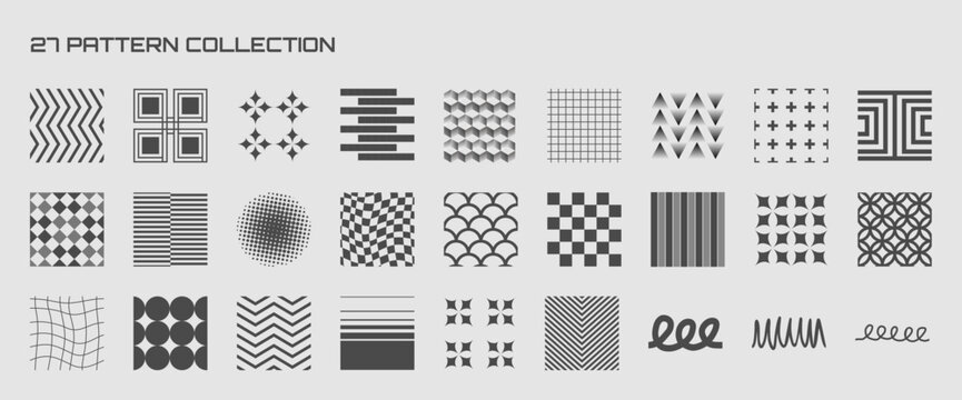 A collection of 27 different seamless patterns.
