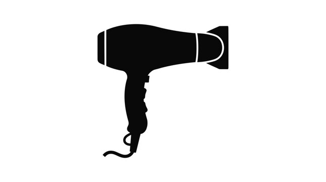 Hairdryer Silhouette In Black And White A Minimalist Design Silhouette blower styling