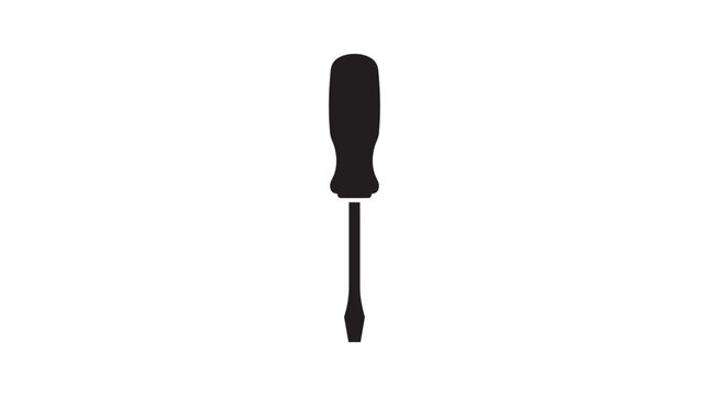 Black Silhouette Of A Flathead Screwdriver Against A White Background Silhouette tool