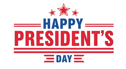 Fototapeta premium Happy presidents day banner with red stars and stripes for usa celebration isolated on transparent background