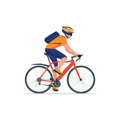 Fototapeta premium Flat design illustration of a cyclist riding a red bicycle