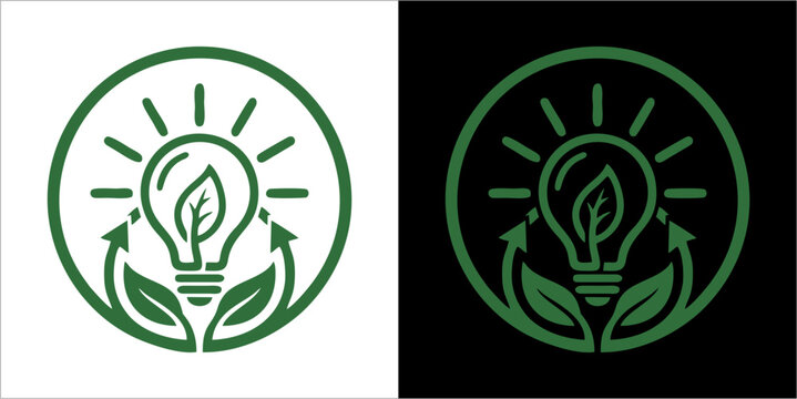 Green eco light bulb leaf logo icon set representing green energy and environmental sustainability