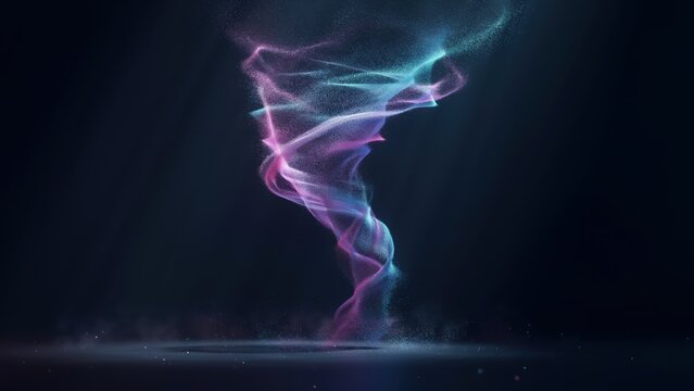 Abstract colorful swirling light vortex in dark space background