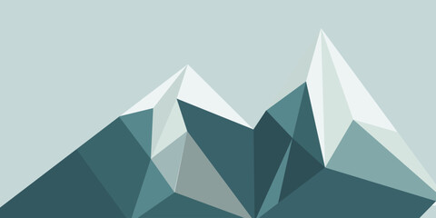 Modern low poly iceberg illustration featuring geometric ice formations and crystal-like mountain shapes in cool blue tones. This minimalist polygonal landscape represents Arctic environments, glacier © Budi