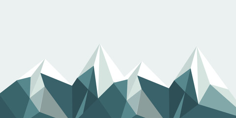 Modern low poly iceberg illustration featuring geometric ice formations and crystal-like mountain shapes in cool blue tones. This minimalist polygonal landscape represents Arctic environments, glacier © Budi