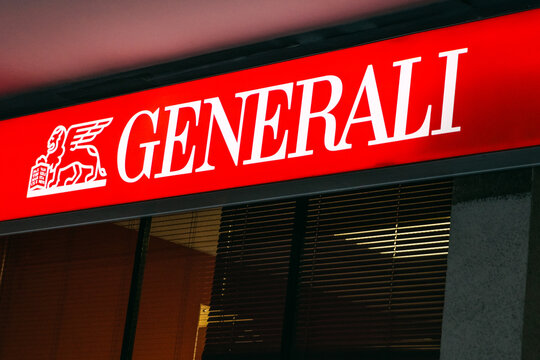 Barcelona, Spain-June 2, 2026. Generali insurance sign on building exterior