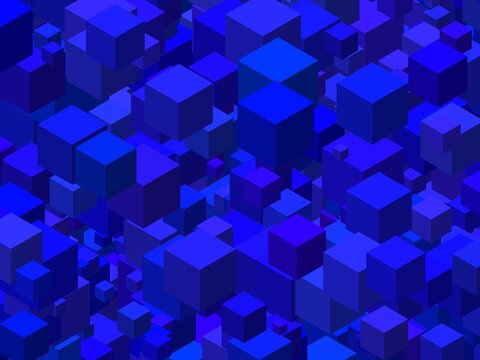 abstract cubes art blue on black