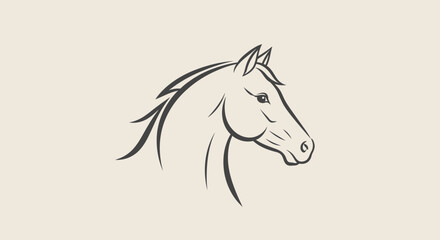 Obraz premium Elegant Horse Head Line Art Illustration