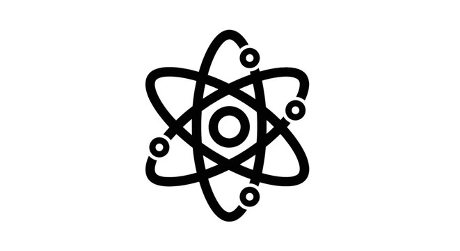 Atomic model structure icon with orbiting electrons