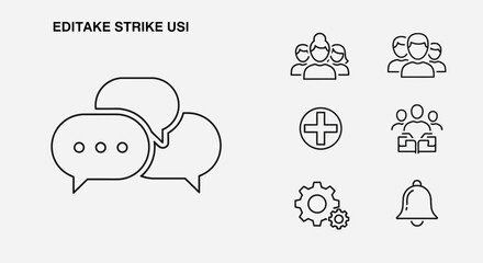Fototapeta premium Set of Minimalist Line Art Communication and User Interface Icons