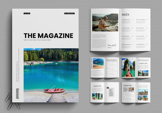 Minimal Travel Magazine Editorial Template with Multipage Tourism