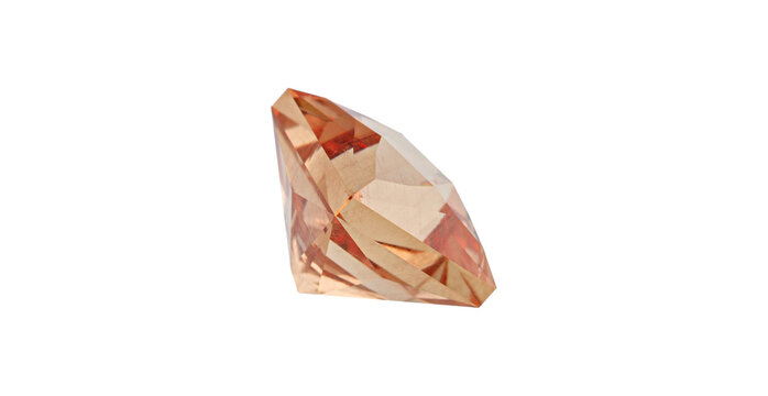 Garnet with rutile inclusions faceted old mine cut stone mineral macro photography on white isolated background close up