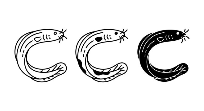 Eel Vector Icons, Marine Life Illustrations, Aquatic Creature Graphics, Simple Animal Art