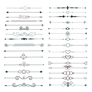 Vintage Calligraphic Design Elements Set with Decorative Borders Frames and Page Ornaments