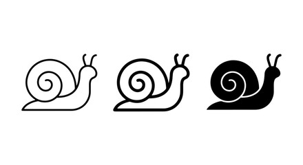 Snail Icons Set, Simple Outline and Silhouette Vector Graphics, Gastropod Mollusk Illustrations for Nature and Wildlife Themes © Farhana