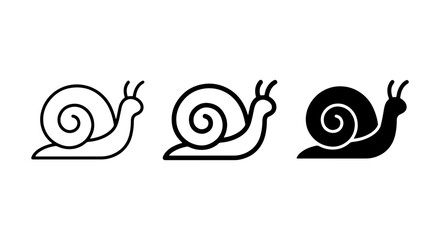 Snail Icons Set: Outline, Filled, Silhouette Vector Art for Nature, Garden, and Slow Pace Concepts © Mitu