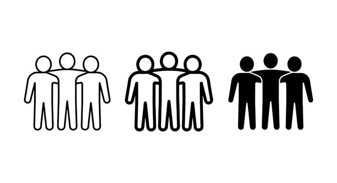 Group of People Icons, Diverse Representation, Teamwork Symbols, Community Vector Graphics, Business Collaboration Icons