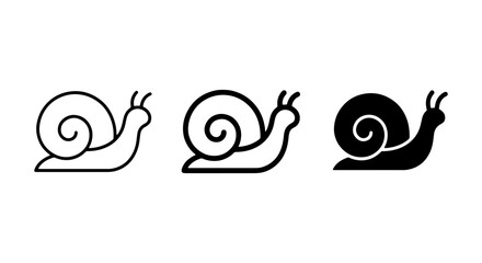 Simple Snail Icons Set: Outline, Line Art, and Silhouette Vector Graphics for Nature and Wildlife Designs © Saddam