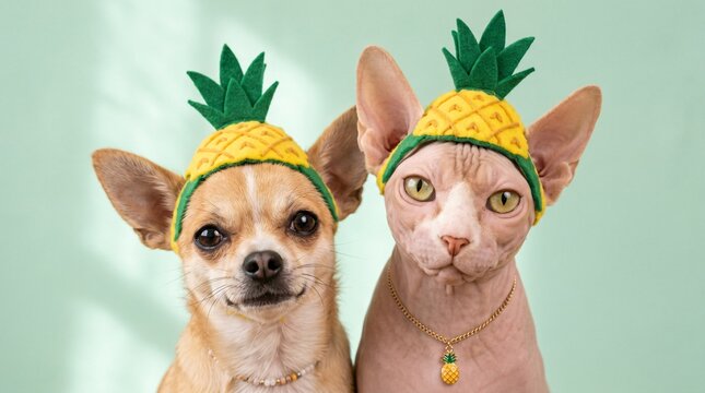 Modern Pineapple Style Summer Pets Close Up