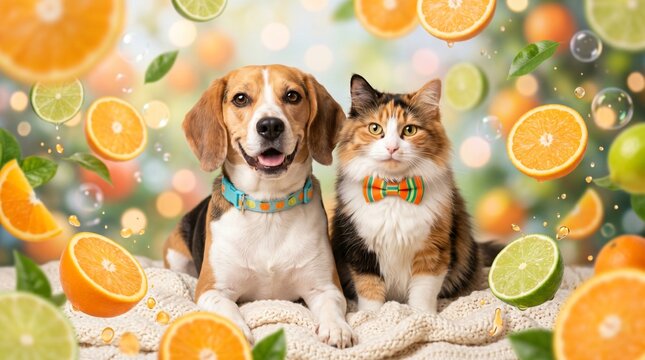 Whimsical Juicy Citrus Fruits Summer Pets Headshot