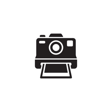 Vintage instant camera film printer vector illustration silhouette icon