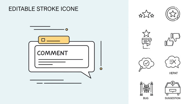 Set of Flat Design Icons for Feedback and User Experience