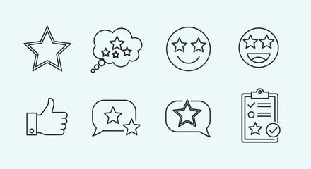 Fototapeta premium Set of Customer Feedback and Rating Line Icons