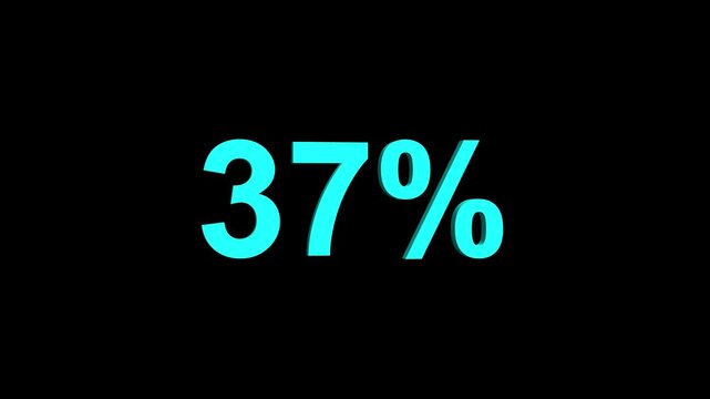 Abstract 37 percent animation on black background. 94% percent discount label symbol animation online shopping, discount and sale concept.