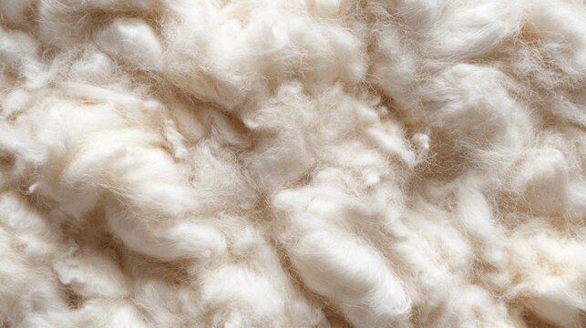 Close-up texture of fluffy, unprocessed cotton fibers.