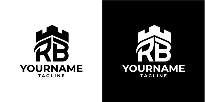 Letter RB logo design with castle.
