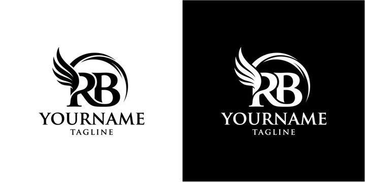 Letter RB logo design with wings.