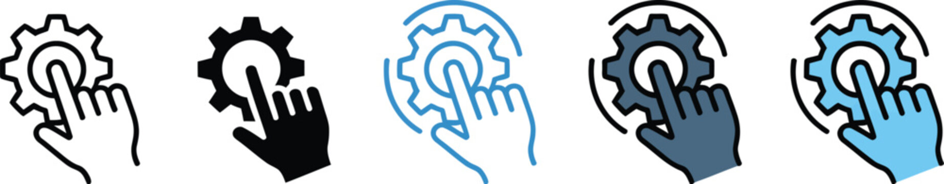 Self Service icon set featuring multiple styles for customer support, automation, digital assistance, kiosks, and user management concepts, vector