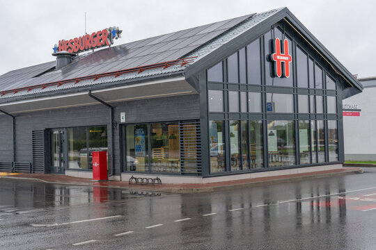 Hesburger Fast Food Restaurant Exterior in Sigulda, Latvia - June 6, 2026