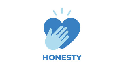 Obraz premium Vector graphic illustration Blue heart icon with a hand symbol representing honesty and integrity