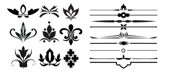 Fleur de lis ornaments and classic calligraphic line dividers vector set.  © Abdul Rehman