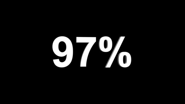 Abstract 97 percent animation on black background. 97% percent discount label symbol animation online shopping, discount and sale concept.