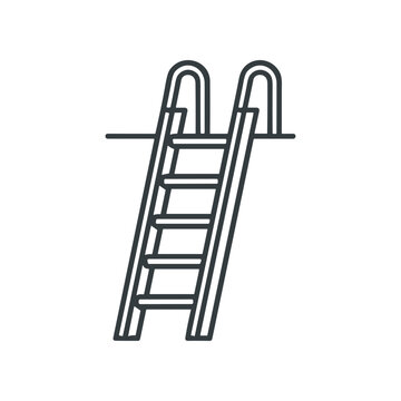 Swimming pool ladder with handrails.