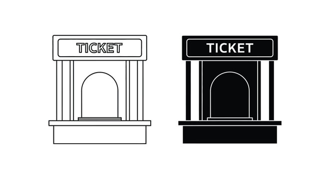 Ticket booth kiosk with sign and window