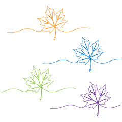 Obraz premium Colorful maple leaves line art
