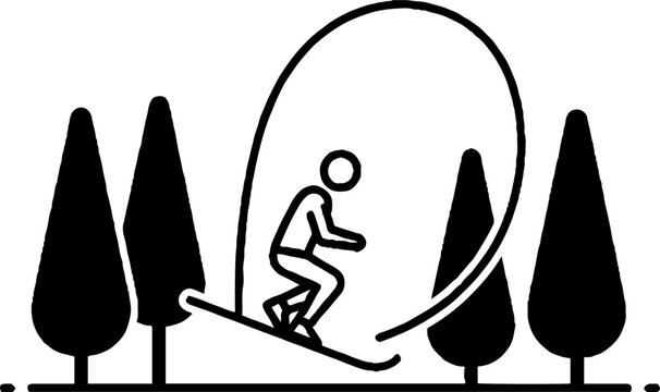 Illustration of Snowboarder Performing Creative Halfpipe Trick.