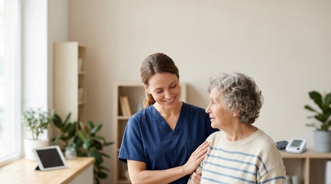 Professional Caregiver Providing In Home Assistance to Older Adult