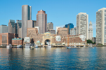 Fototapeta premium Urban buildings along the waterfront in Boston