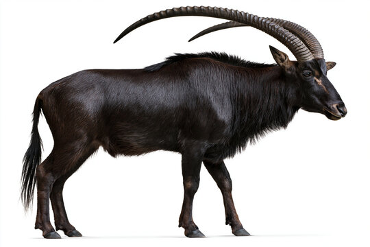 Sable Antelope Full Body Portrait isolated on white background