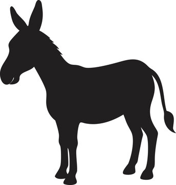 Black silhouette of a donkey standing still