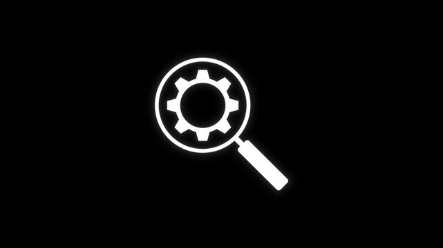 Data Analysis SEO Research Icon with Continuous Spinning Cogwheel Animation