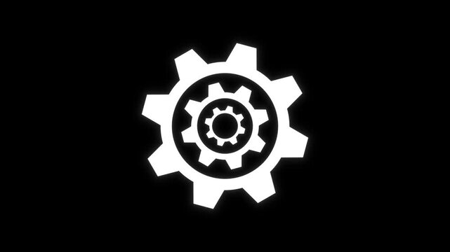 Glowing Mechanical Gears Rotating in Seamless Loop on Black Background